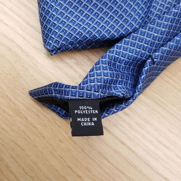 ALFANI Mens Neck Tie Blue Geo Neat Geometric Modern Slim - Picture 4 of 6